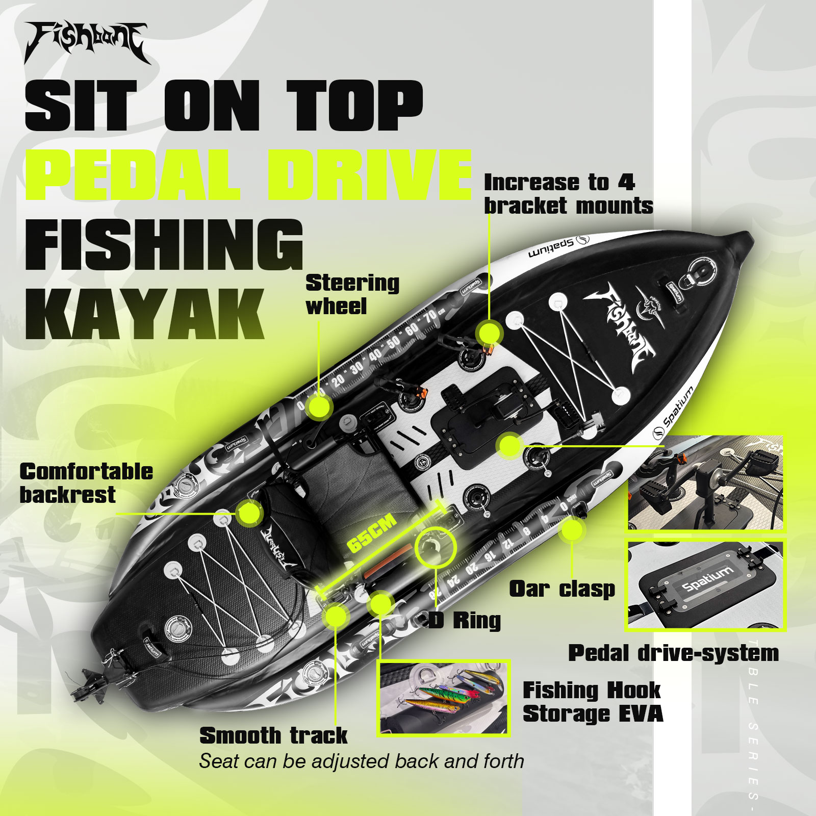 Kayak Inflable Spatium con Ped - Fishing Kayak Pedal Drive reseña y precio